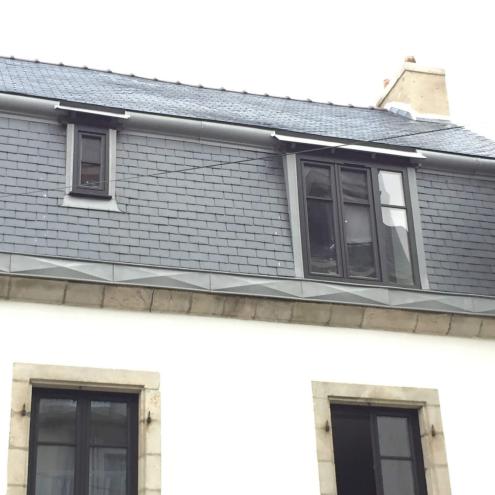 Création d'un membron et devant de socle en zinc quartz