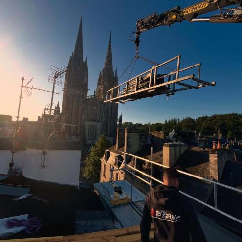 Chantier de couverture au centre-ville de Quimper (29000)